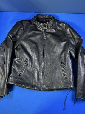 River Road Woman’s Heavy Leather Motorcycle Jacket Size  XLarge Like New